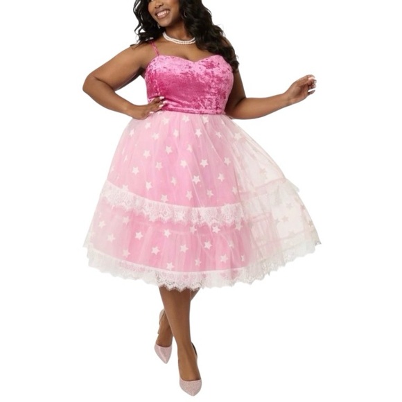 NWT Barbie x Unique Vintage Plus Size Light Up Dream Glow Swing Dress - Size 4X